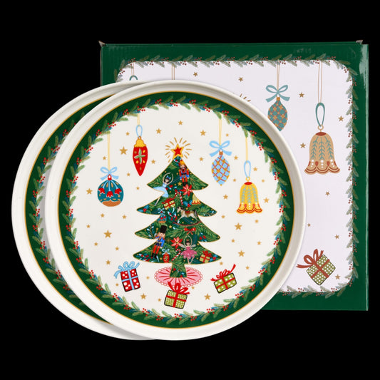 2er-Teller-Set „Around Christmas Tree“ 13 cm Weihnachtsteller Duo Geschenk