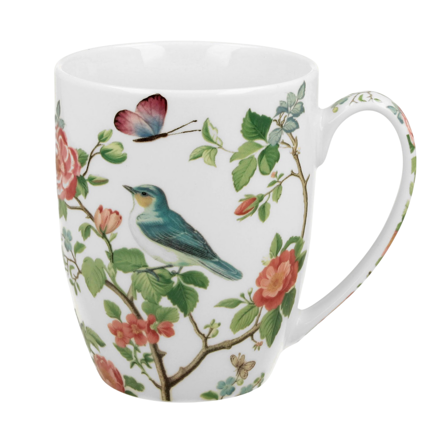 Duo Tasse Crocus Porzellanbecher Vögel & Rosen 350ml im Herzkörbchen