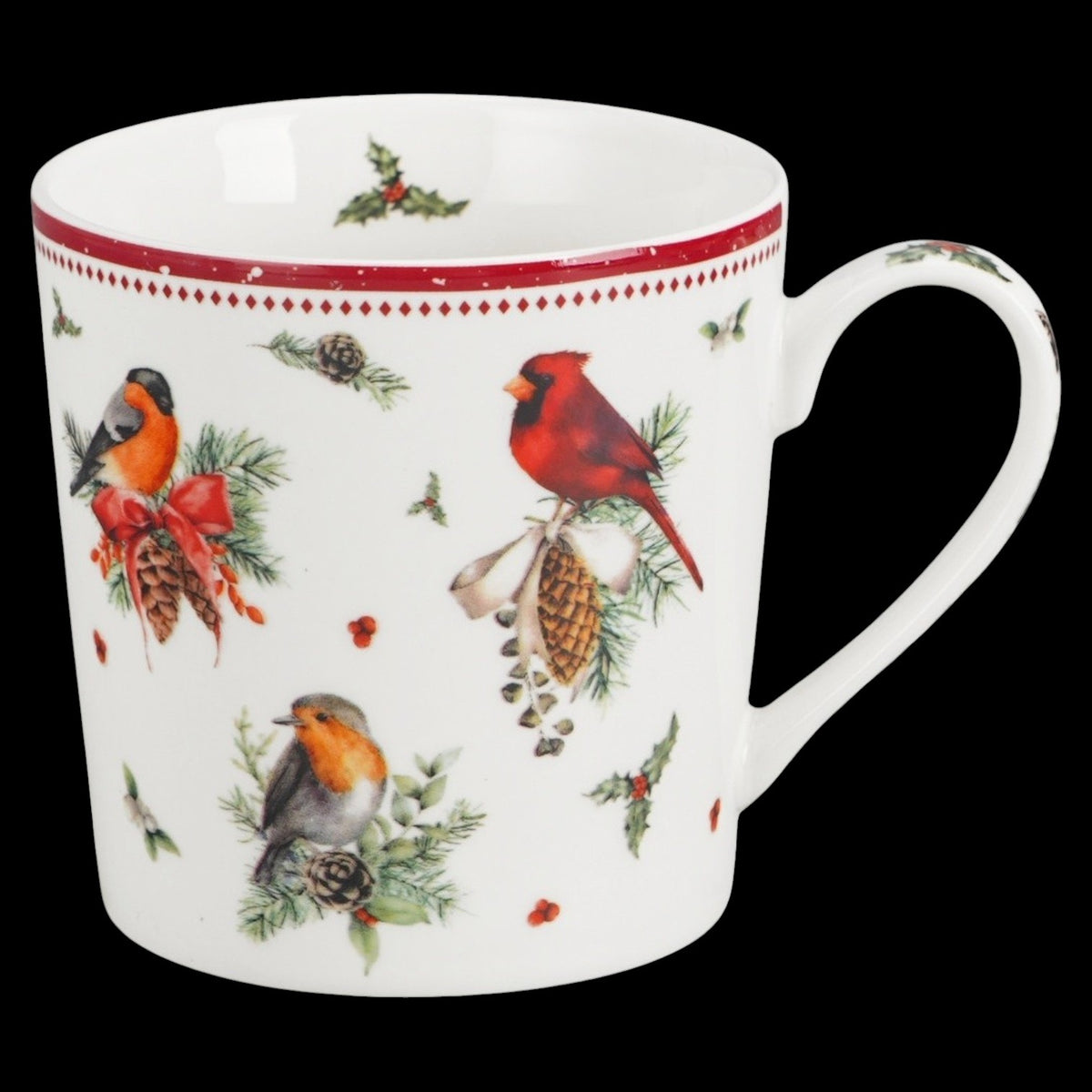 Vintage-Weihnachtsbecher „Birds of Winter“ 360 ml Vogel Tasse Duo