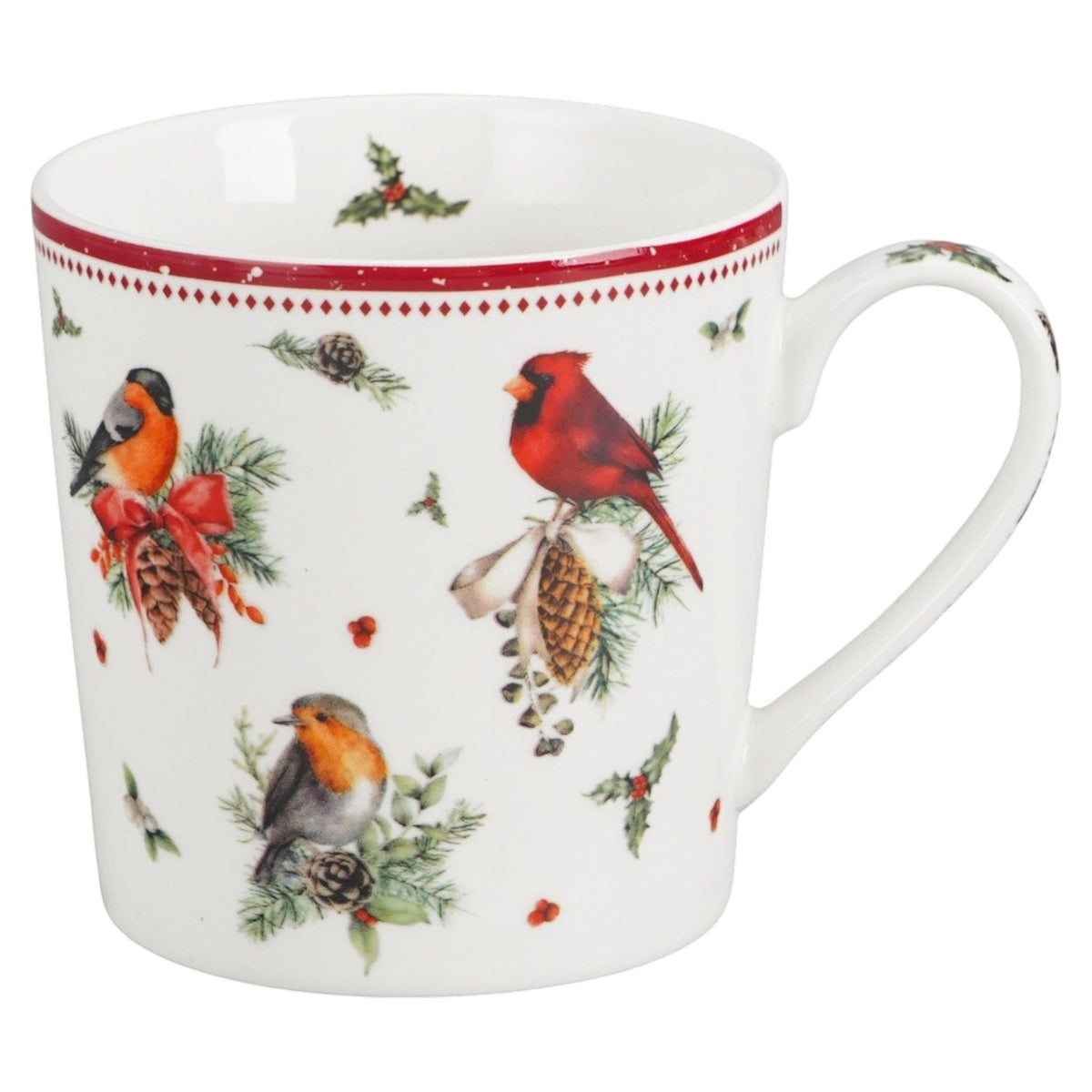 Vintage-Weihnachtsbecher „Birds of Winter“ 360 ml Vogel Tasse Duo