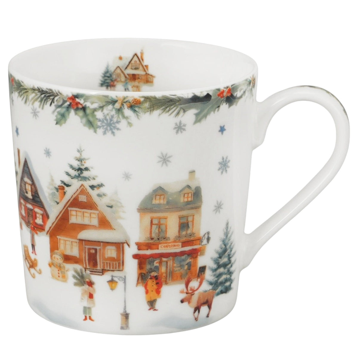 Christmas Village Weihnachtstasse in Tannenbaum-Geschenkbox Weihnachtsdorf Tasse 360 ml