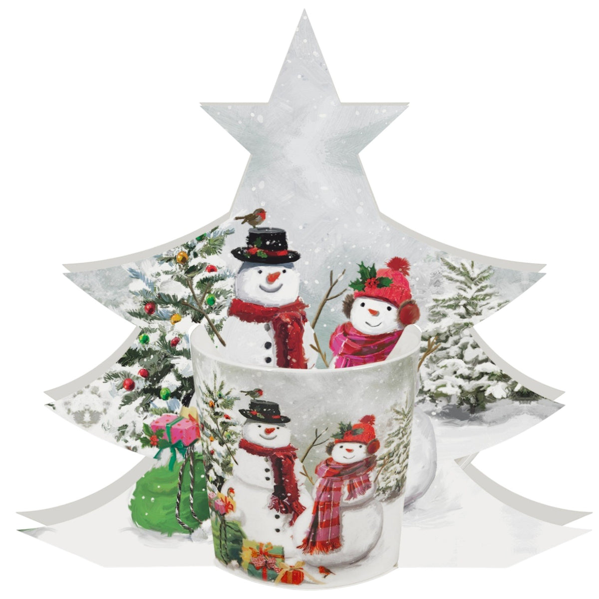 Schneemann-Weihnachtstasse „Snowman Smile“ 360 ml Kaffeebescher vintage Duo