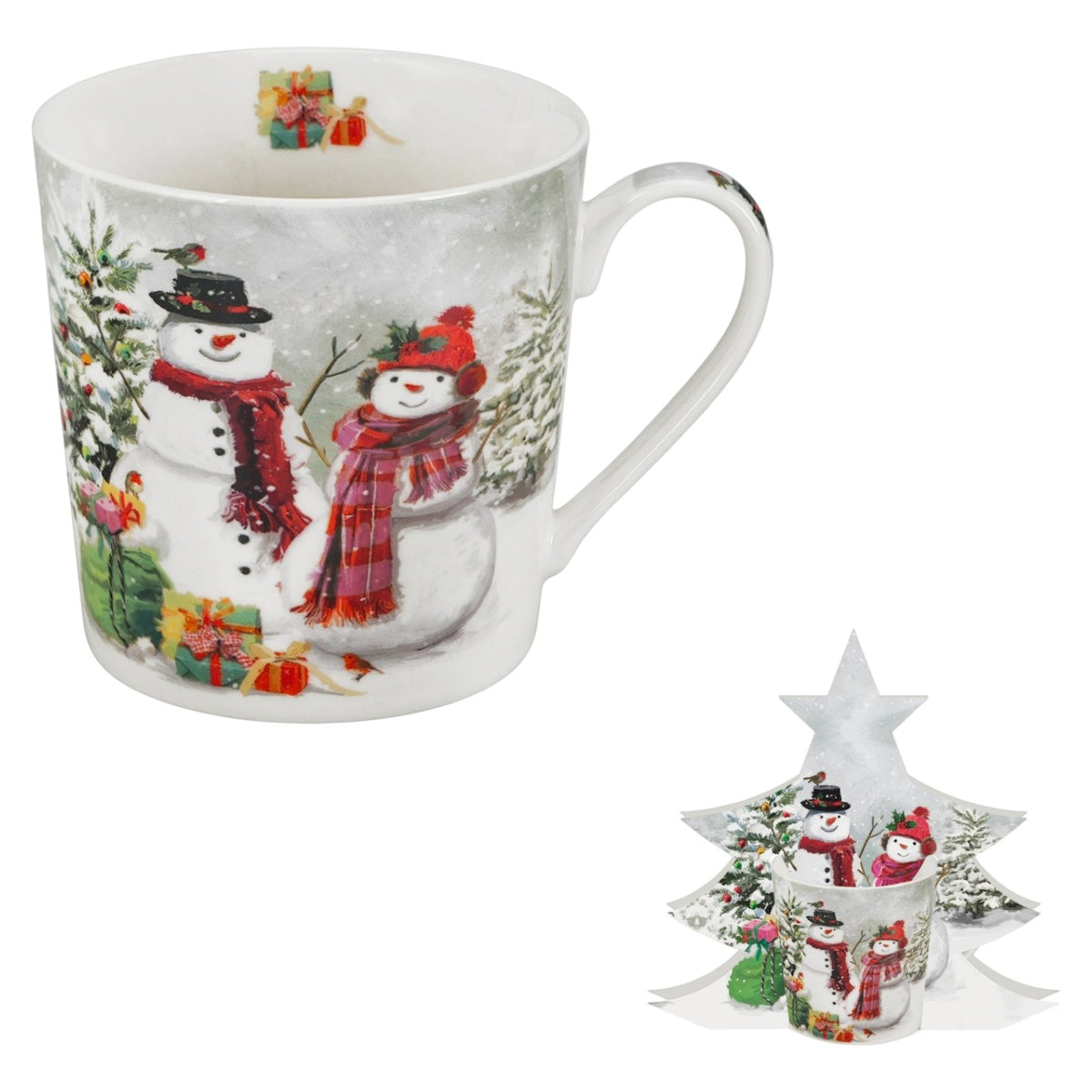 Schneemann-Weihnachtstasse „Snowman Smile“ 360 ml Kaffeebescher vintage Duo