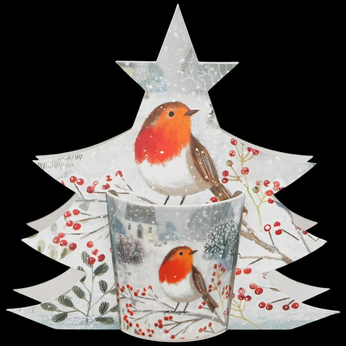 Vintage-Winterbecher „Robin in Snow“ 360 ml süße Vogel-Tase von Duo Weihnachten