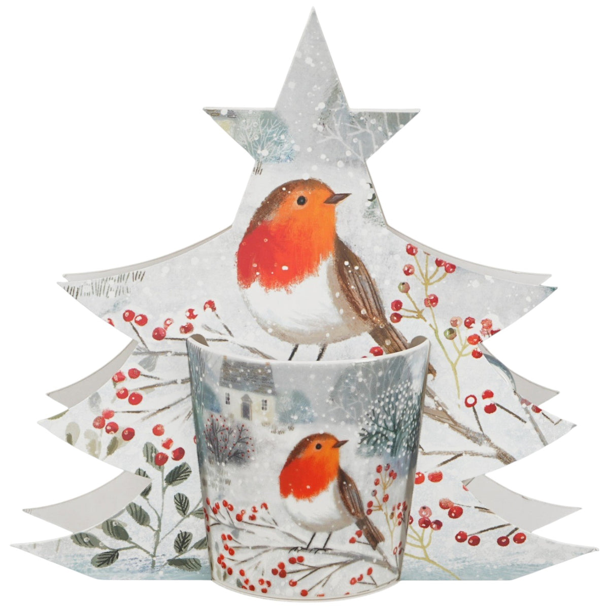 Vintage-Winterbecher „Robin in Snow“ 360 ml süße Vogel-Tase von Duo Weihnachten