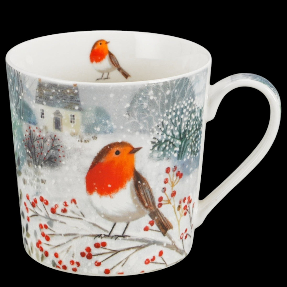 Vintage-Winterbecher „Robin in Snow“ 360 ml süße Vogel-Tase von Duo Weihnachten