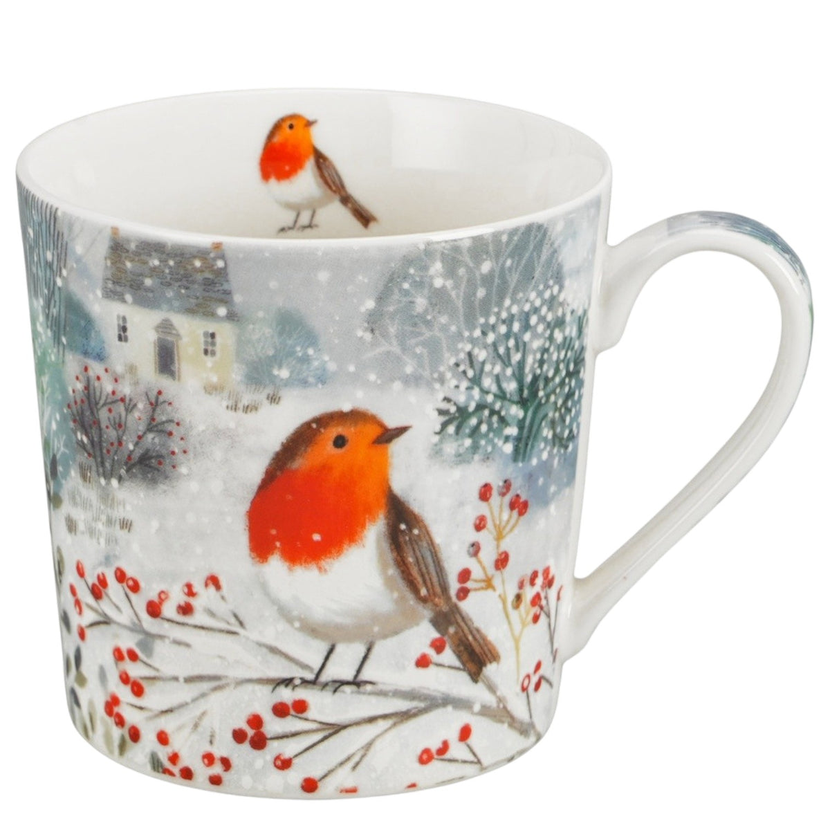Vintage-Winterbecher „Robin in Snow“ 360 ml süße Vogel-Tase von Duo Weihnachten