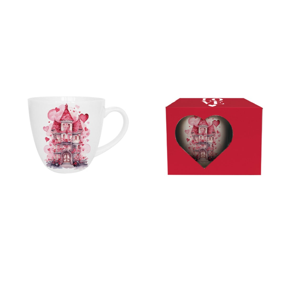 Romantische Duo Tasse Schloss mit Herzen 460 ml Valentinstag