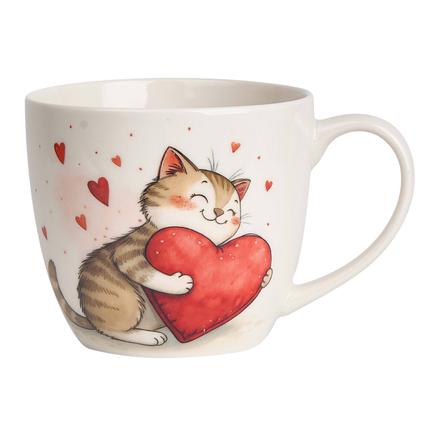 Niedliche DUO Porcelain Becher Tasse Katze mit Herz – Herzbox Geschenkidee