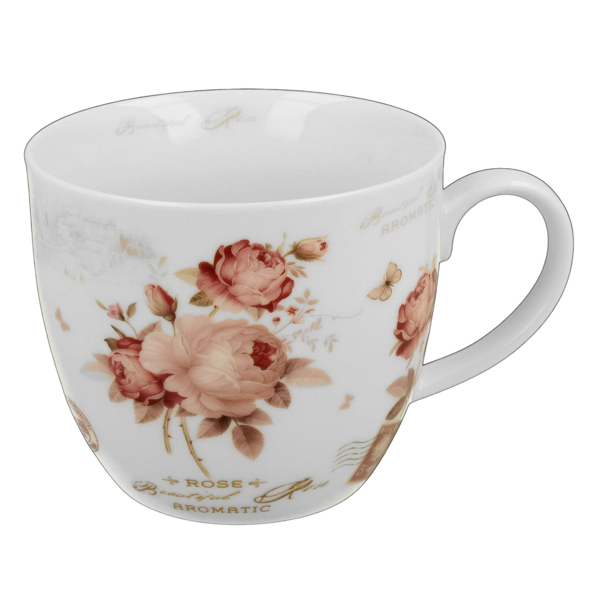 Vintage Rosentasse Secesja „im Korb“ 460 ml, Kwiaty Classic Kaffeebecher Duo
