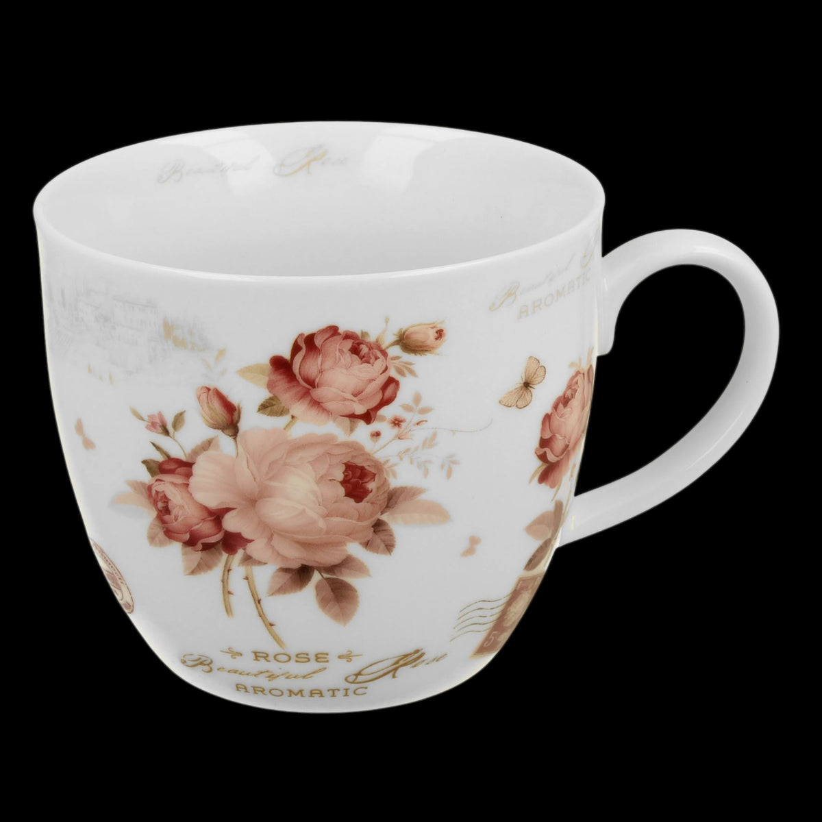 Vintage Rosentasse Secesja „im Korb“ 460 ml, Kwiaty Classic Kaffeebecher Duo