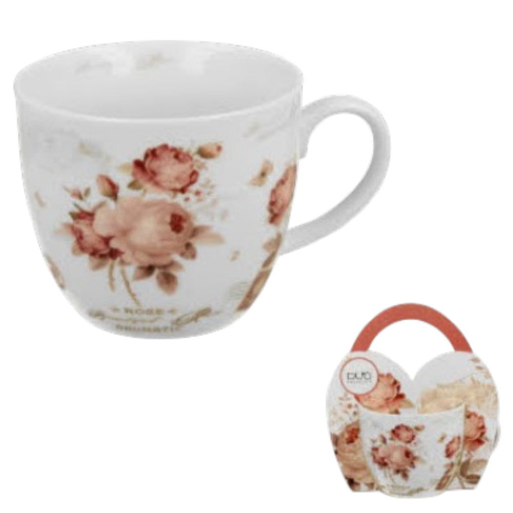DUO vintage Tasse Rose Aromatic 460ml im Herzkörbchen Geschenk