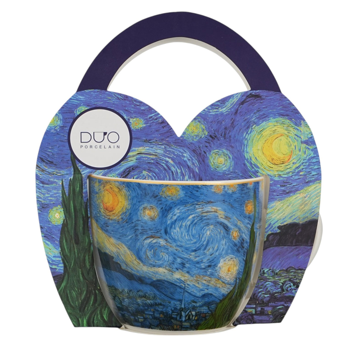 Becher „Sternennacht“ im Korb 460 ml, inspiriert von Van Gogh Vintage Duo Tasse