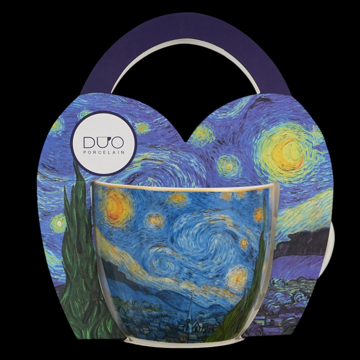 Becher „Sternennacht“ im Korb 460 ml, inspiriert von Van Gogh Vintage Duo Tasse