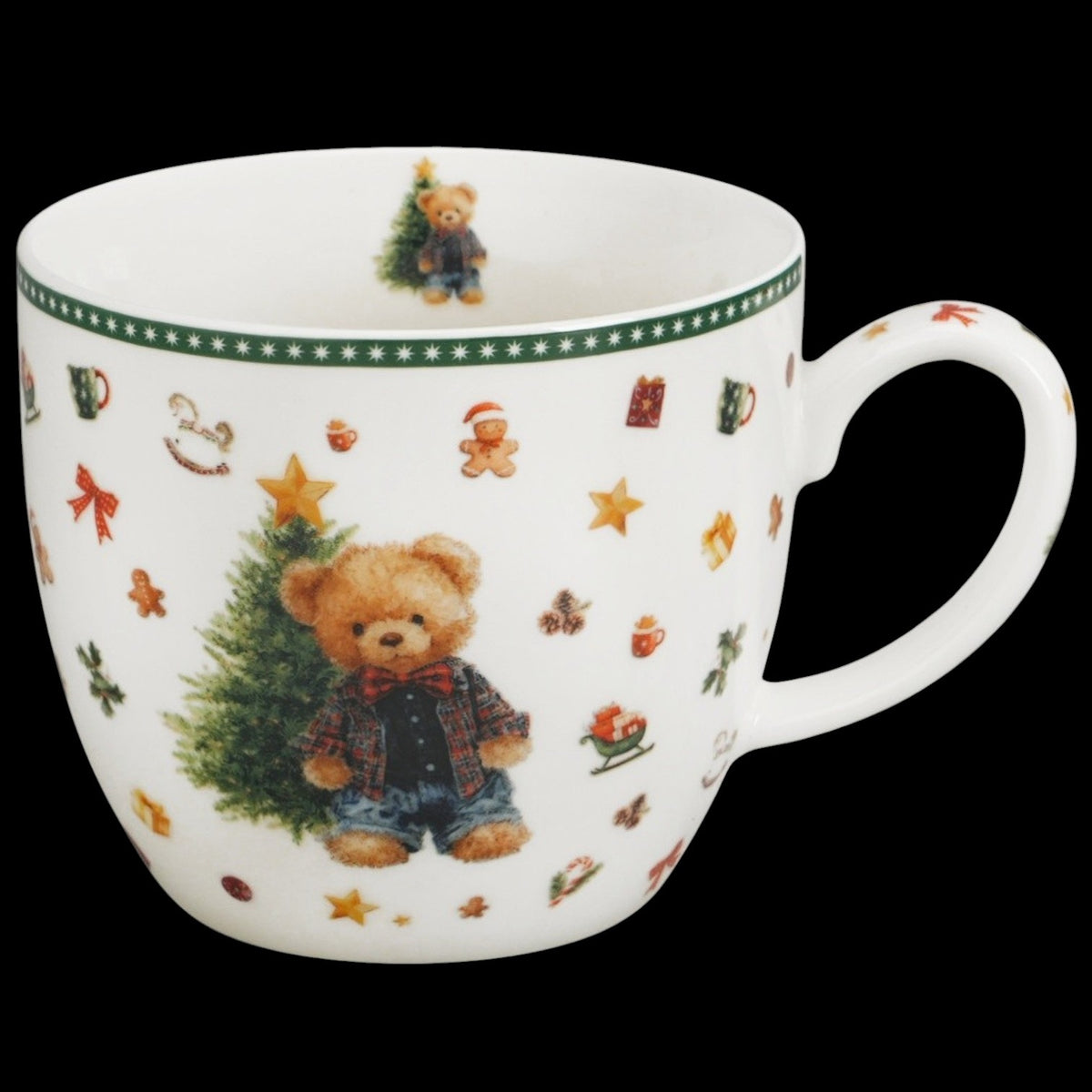 Vintage-Weihnachtstasse „Teddy Noel“ 460 ml Teddybär Kaffeebecher Geschenkschlaufe