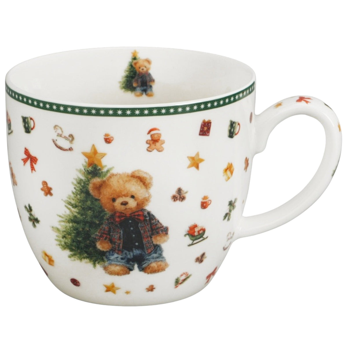 Vintage-Weihnachtstasse „Teddy Noel“ 460 ml Teddybär Kaffeebecher Geschenkschlaufe