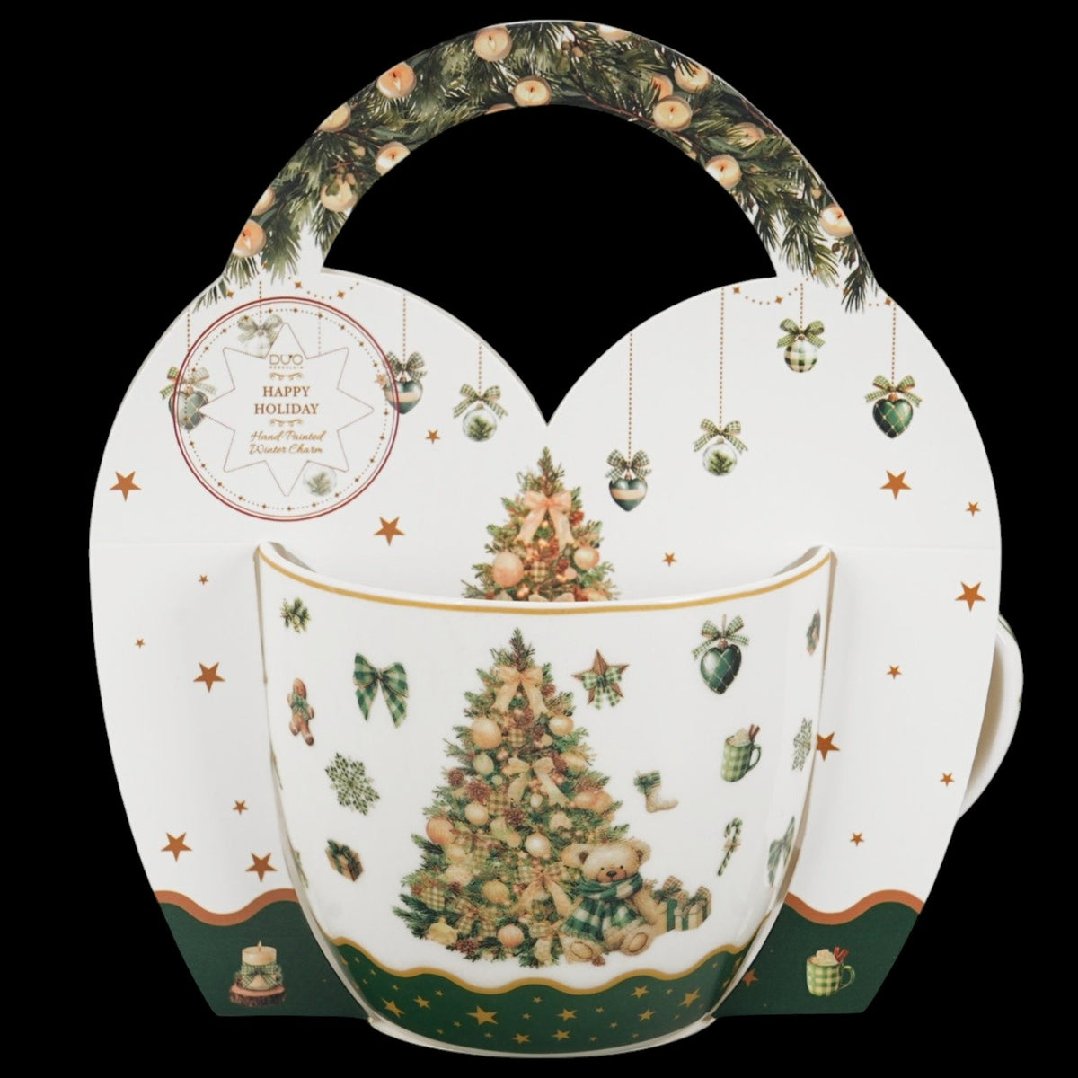 Tree Sparkle Vintage-Weihnachtstasse 460 ml mit Teddybär Weihnachtsbaum Kaffeebecher