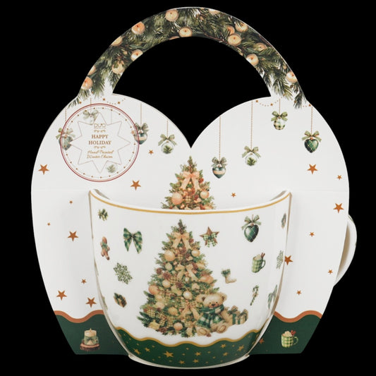Tree Sparkle Vintage-Weihnachtstasse 460 ml mit Teddybär Weihnachtsbaum Kaffeebecher