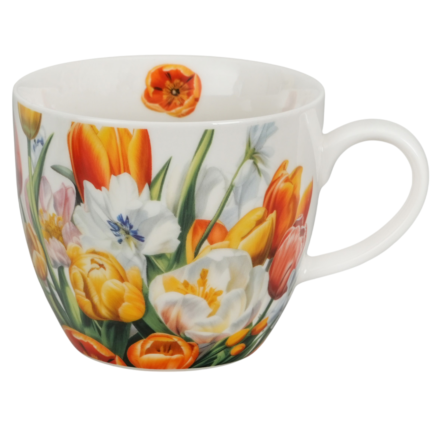 DUO Porcelain Tasse Tulpen 460ml im Körbchen Geschenk Kaffeetasse