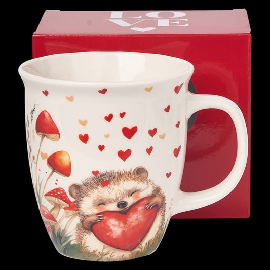 Großer Kaffeebecher „Igel mit Herz“ 650 ml im Geschenkkkarton Duo Tasse