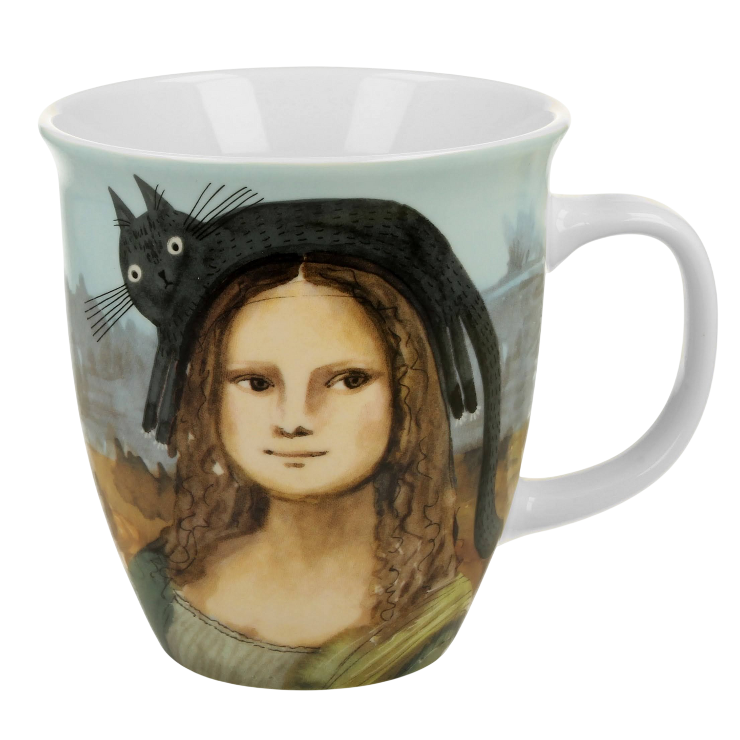 DUO Porcelain Becher Tasse Mona Lisa mit Katze 650 ml – Geschenkbox
