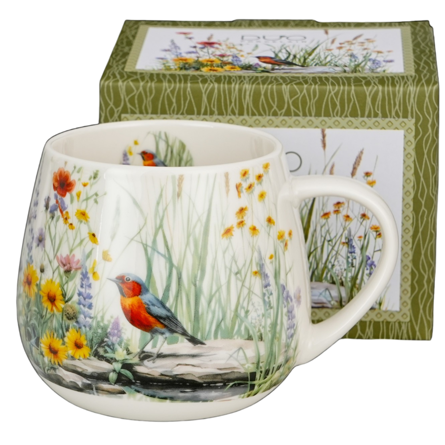 DUO Faßbecher Tasse Juli Rotkehlchen & Wildblumen 430ml Vögel