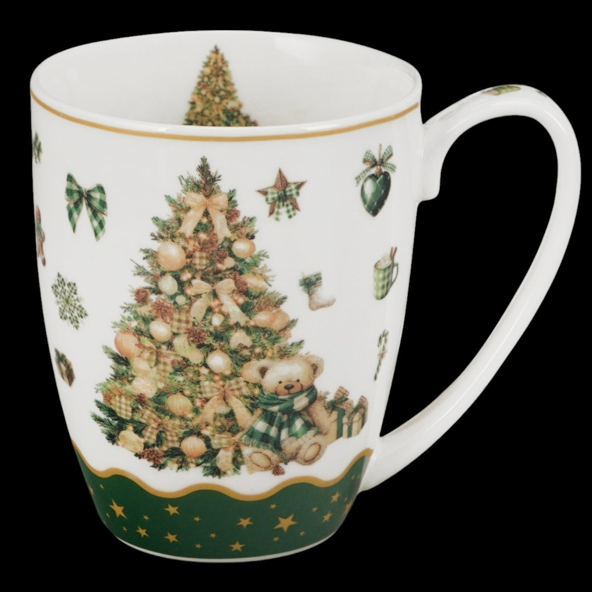 Tree Sparkle Vintage-Weihnachtsbecher mit Teddybär Weihnachts-Tasse Geschenk