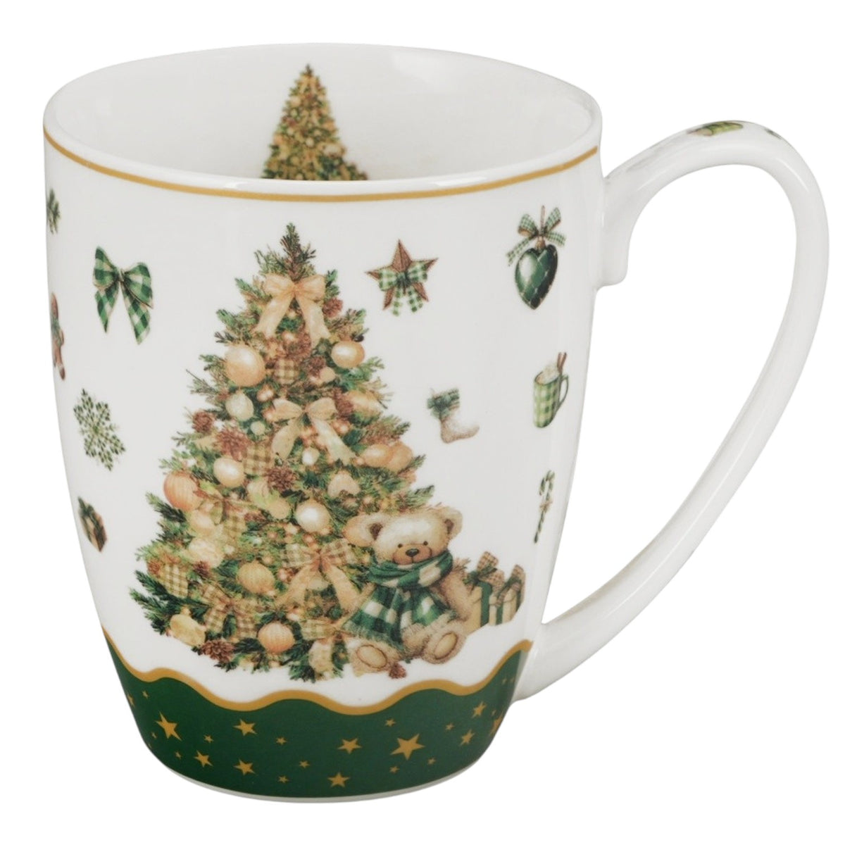 Tree Sparkle Vintage-Weihnachtsbecher mit Teddybär Weihnachts-Tasse Geschenk