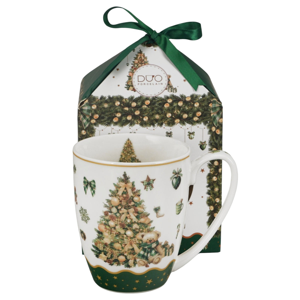 Tree Sparkle Vintage-Weihnachtsbecher mit Teddybär Weihnachts-Tasse Geschenk