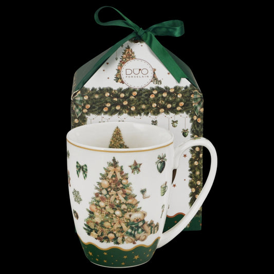 Tree Sparkle Vintage-Weihnachtsbecher mit Teddybär Weihnachts-Tasse Geschenk