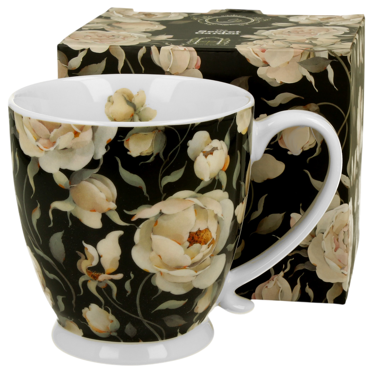 English Roses Black – Becher mit Fuß | Royal Flowers