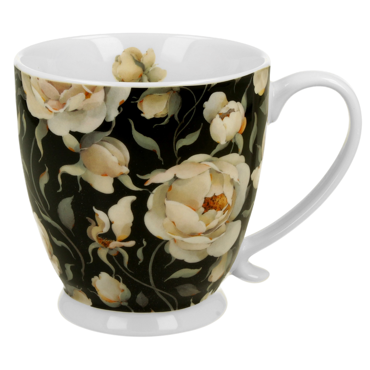 English Roses Black – Becher mit Fuß | Royal Flowers