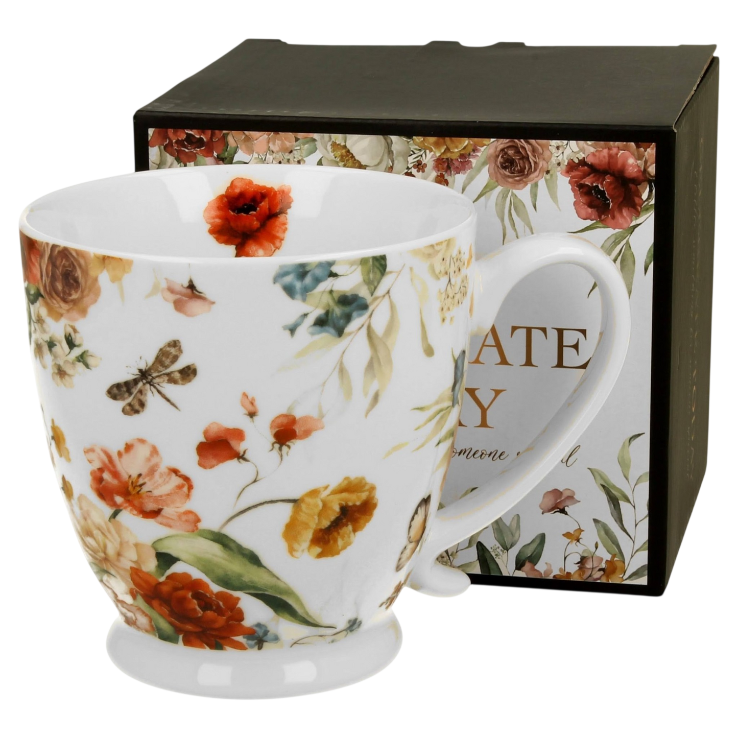 Romantisch DUO Porcelain Becher Tasse Celebrate Today – Blumenmotiv