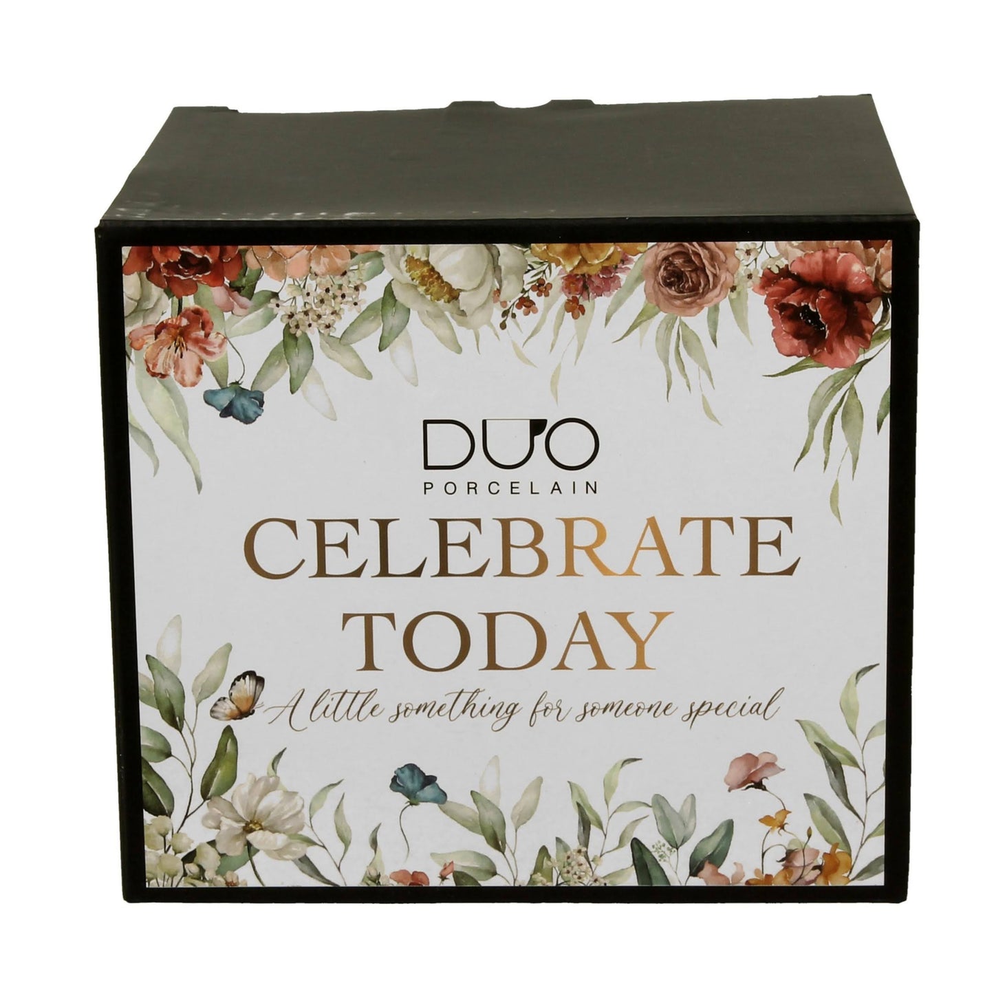 Romantisch DUO Porcelain Becher Tasse Celebrate Today – Blumenmotiv