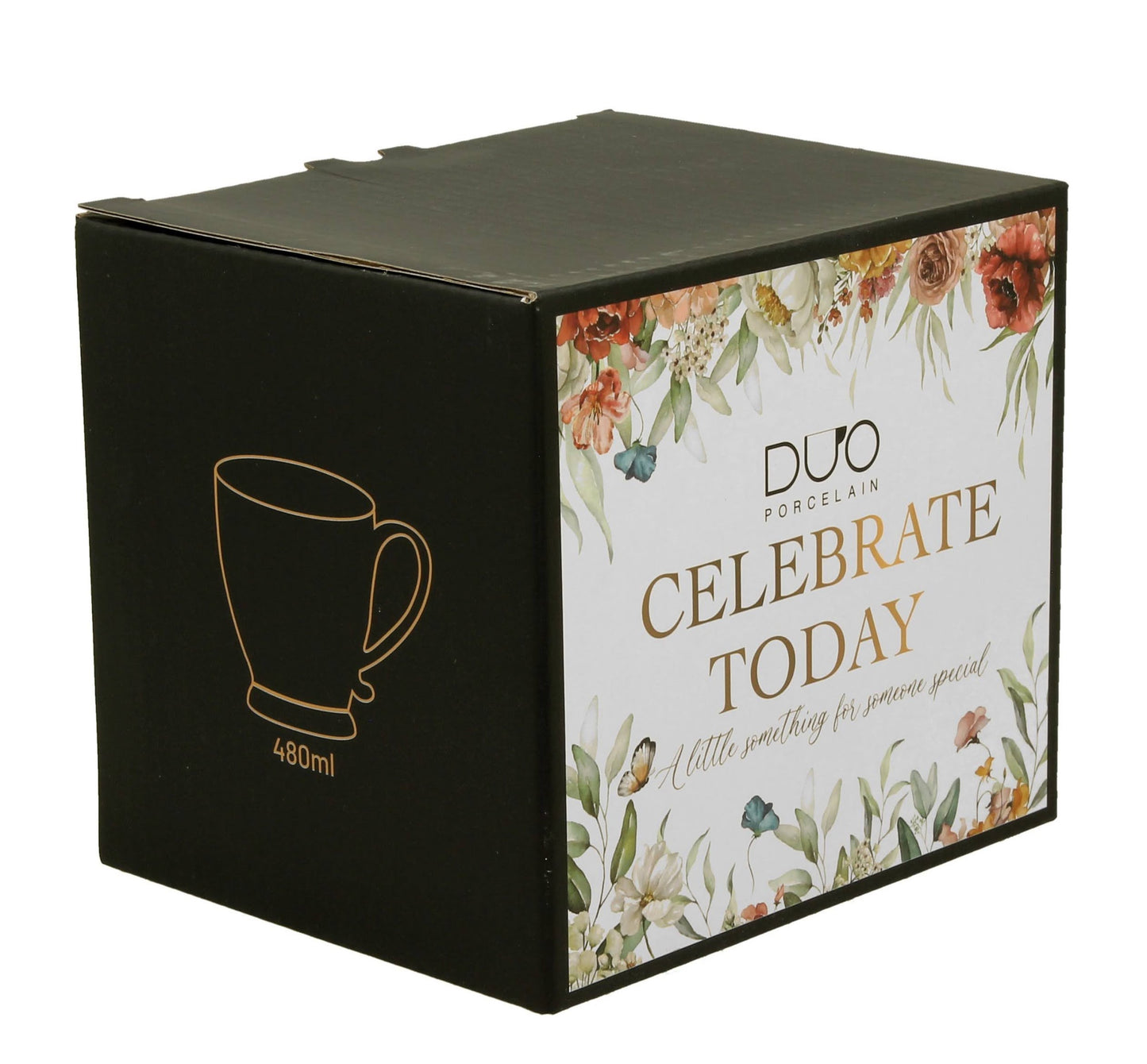 Romantisch DUO Porcelain Becher Tasse Celebrate Today – Blumenmotiv