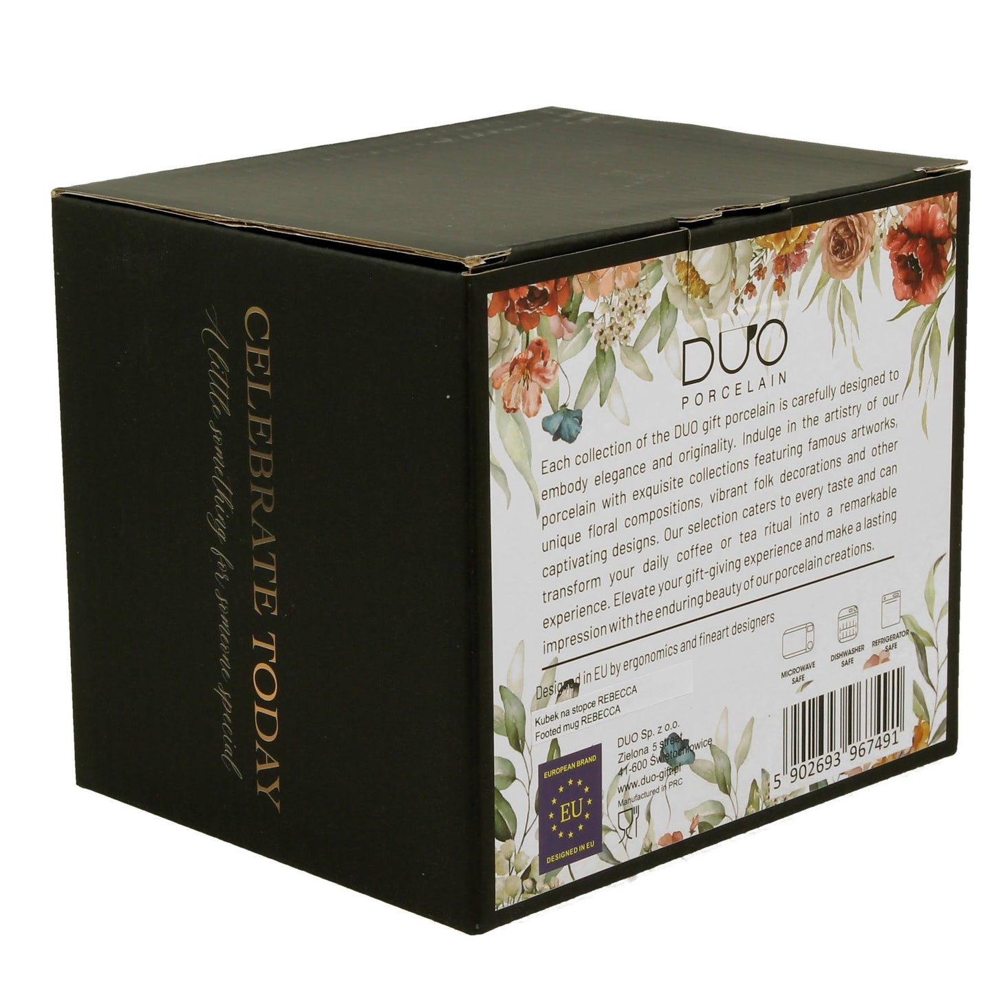 Romantisch DUO Porcelain Becher Tasse Celebrate Today – Blumenmotiv