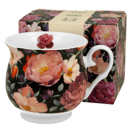 Vintage Duo Tasse mit Fuß Englische Rose schwarz 460 ml