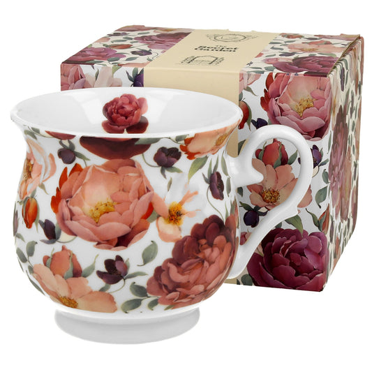 Vintage Duo Tasse mit Fuß Englische Rose rot 460 ml