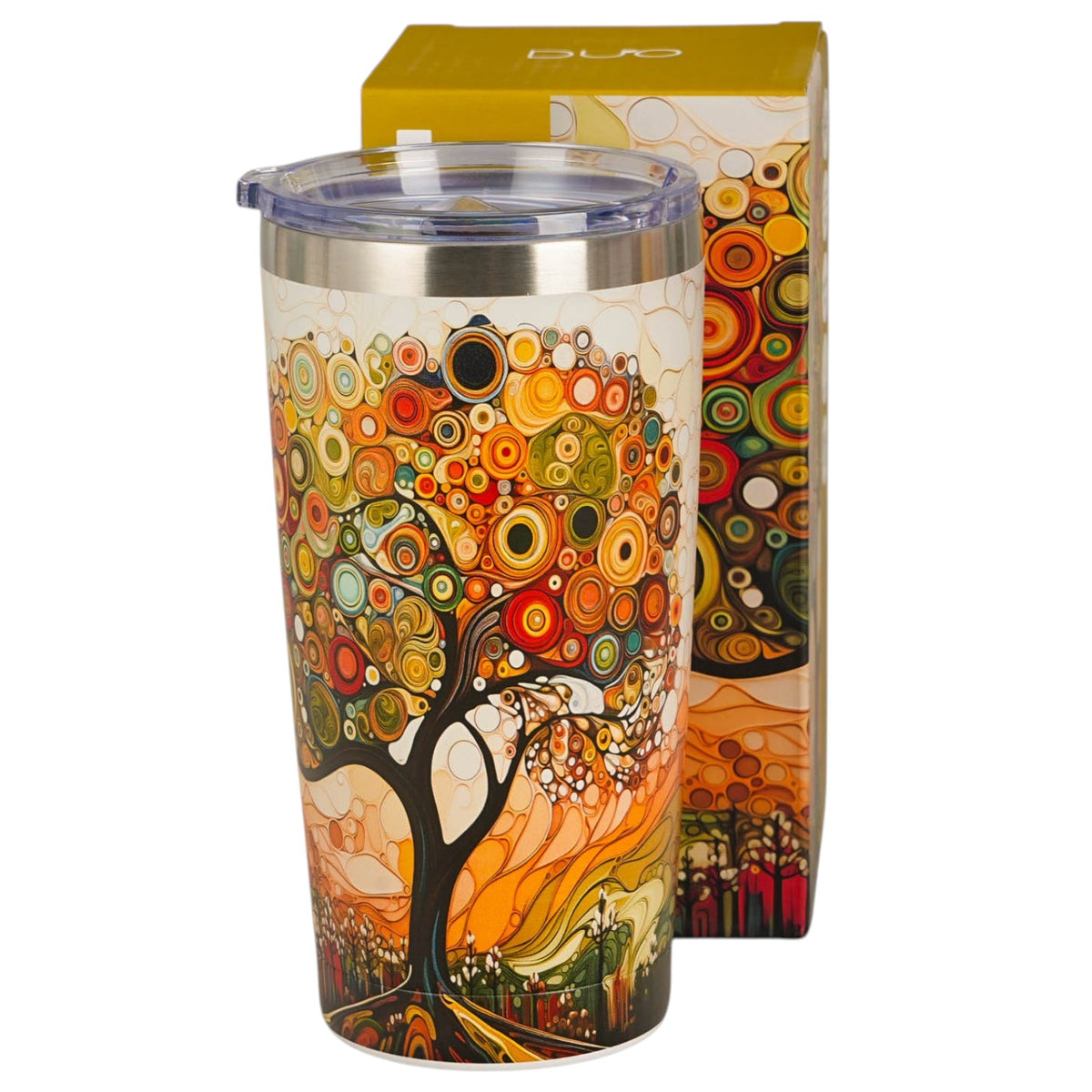 Thermobecher „Tree“ Modern 600 ml, Edelstahl Vintage Kaffeebecher Duo
