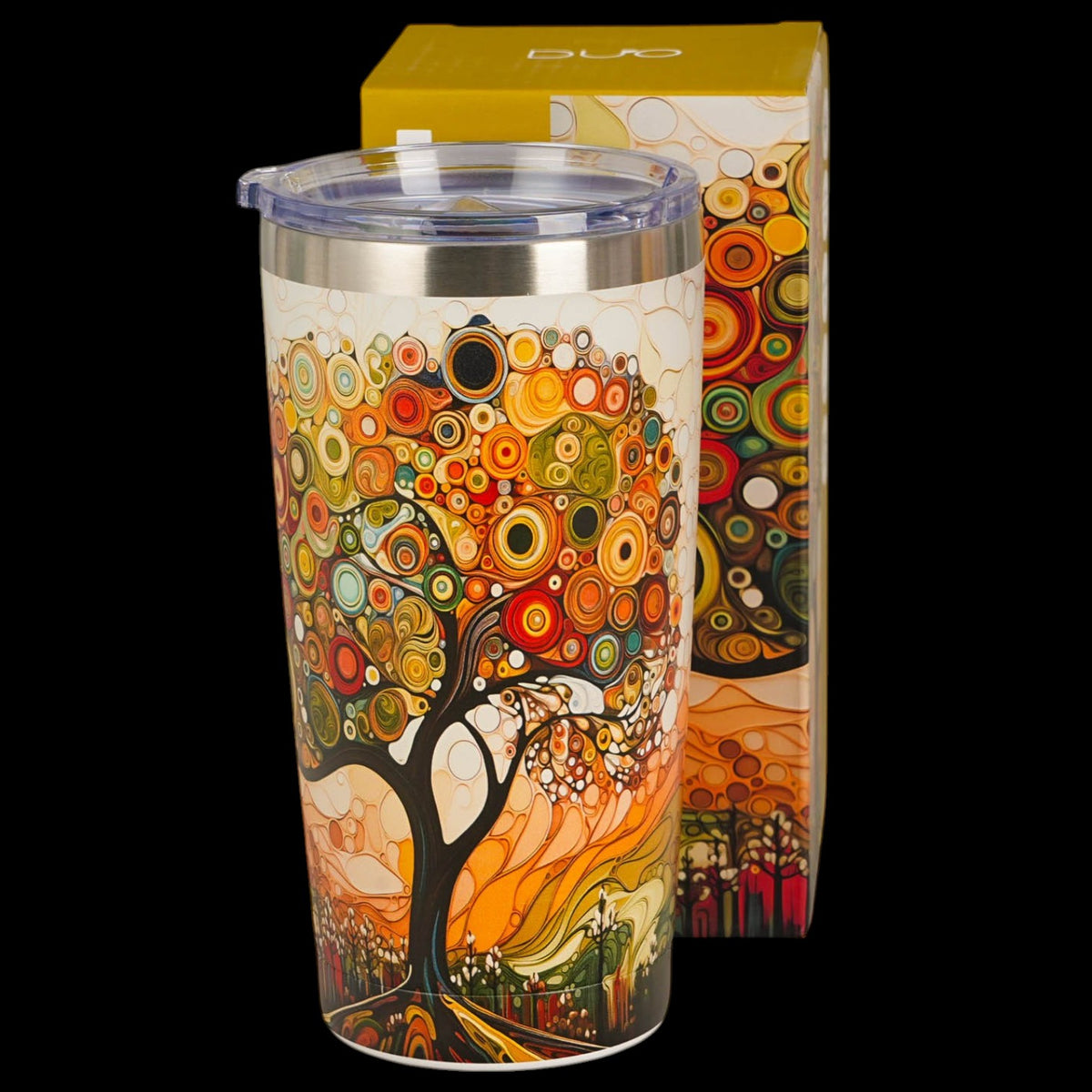 Thermobecher „Tree“ Modern 600 ml, Edelstahl Vintage Kaffeebecher Duo