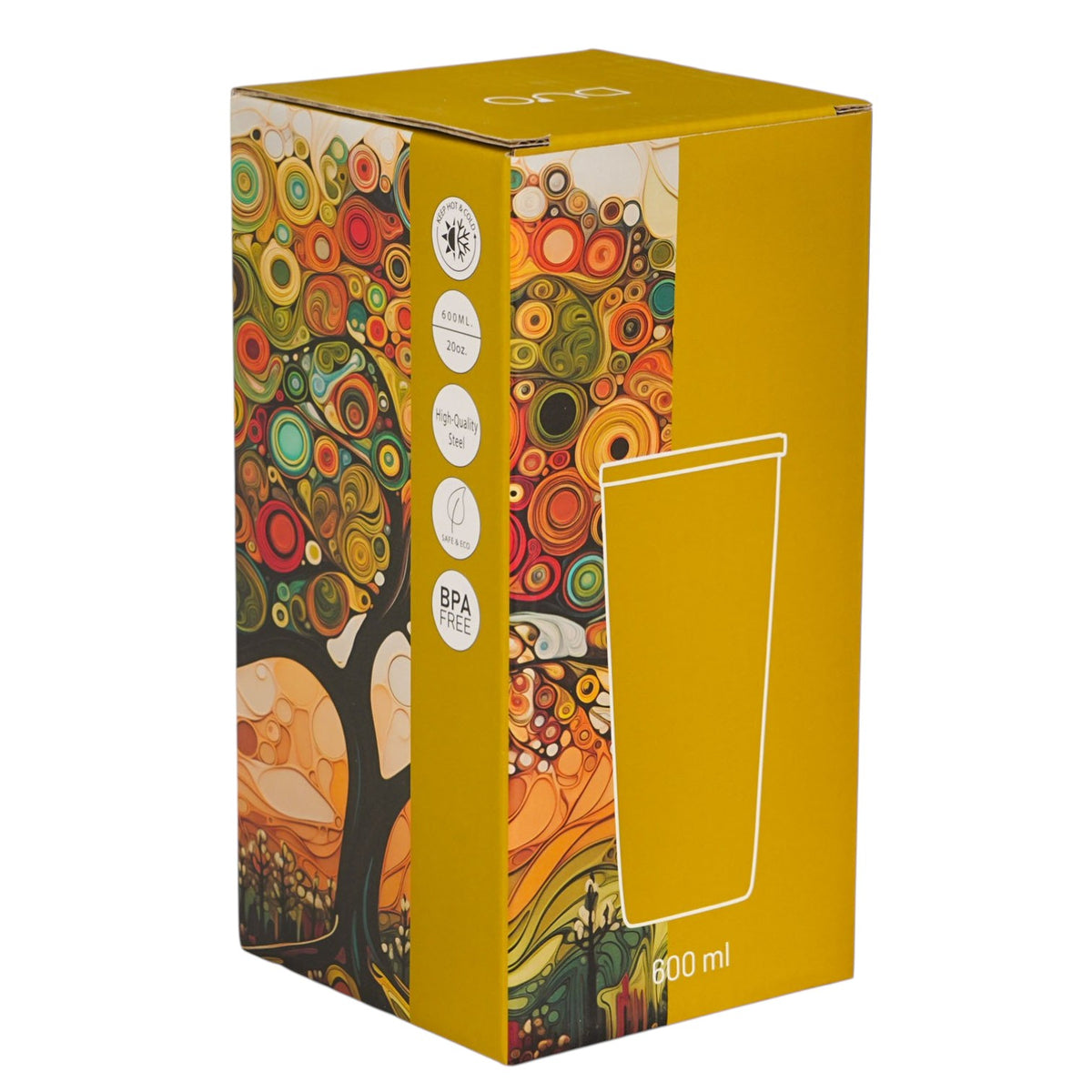 Thermobecher „Tree“ Modern 600 ml, Edelstahl Vintage Kaffeebecher Duo