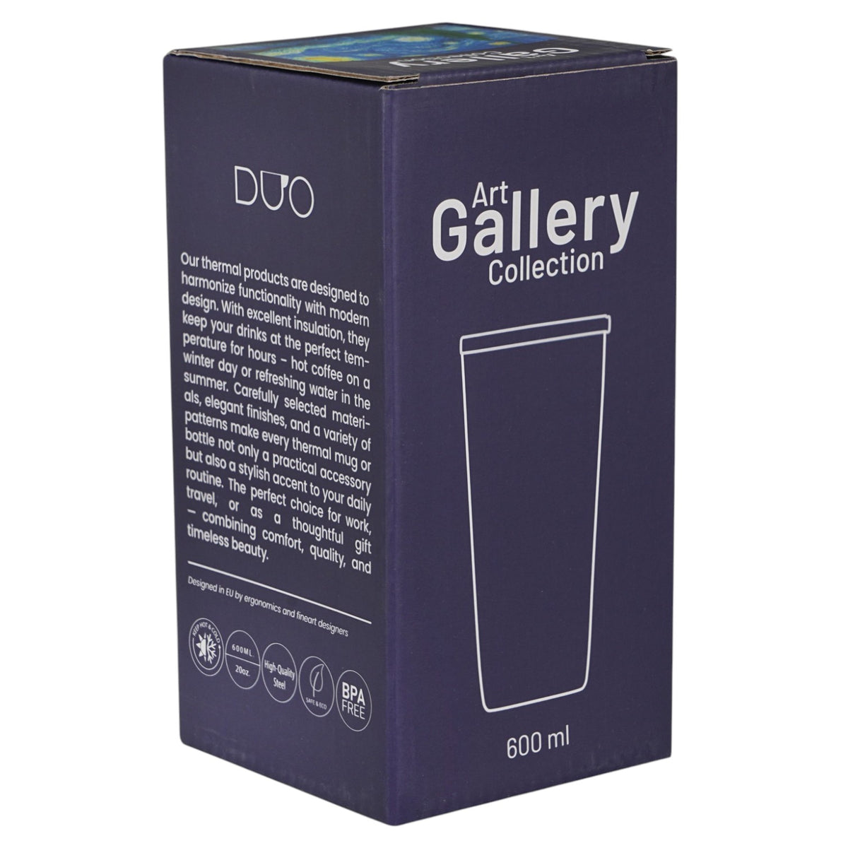 Thermobecher „Sternennacht“ 600 ml, inspiriert von Van Gogh, Edelstahl