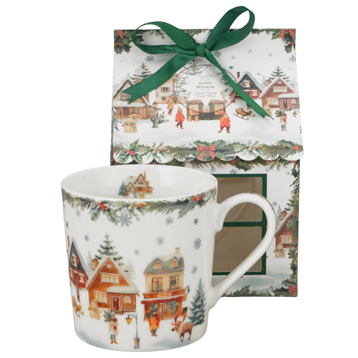 Christmas Village Porzellanbecher in Geschenkbox Weihnachtsdorf Tasse 360 ml
