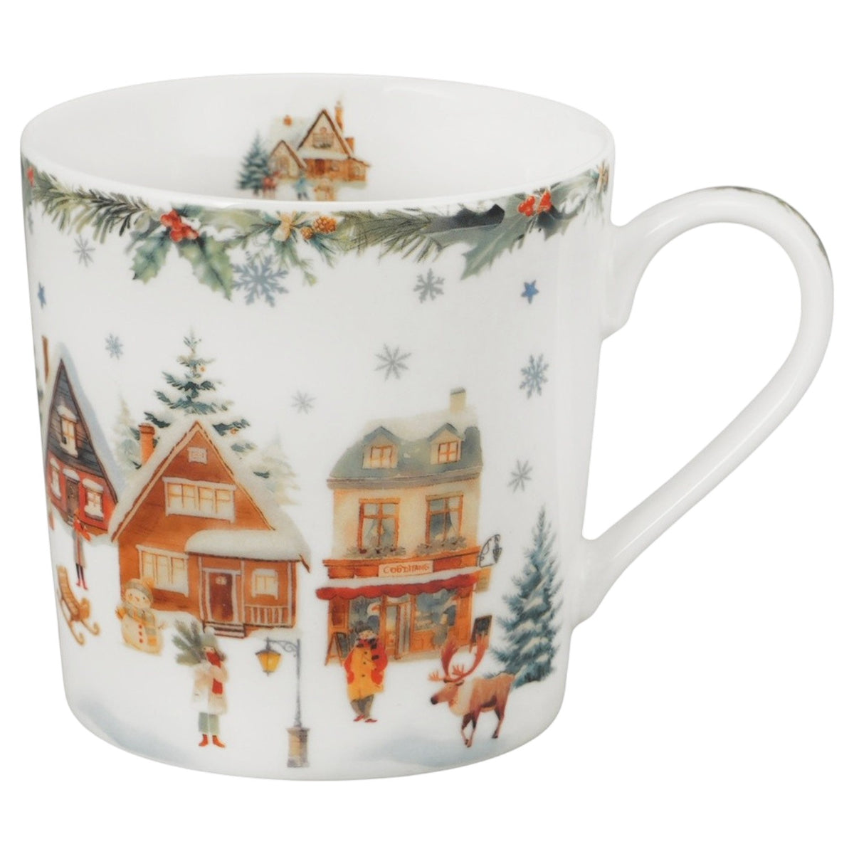 Christmas Village Porzellanbecher in Geschenkbox Weihnachtsdorf Tasse 360 ml