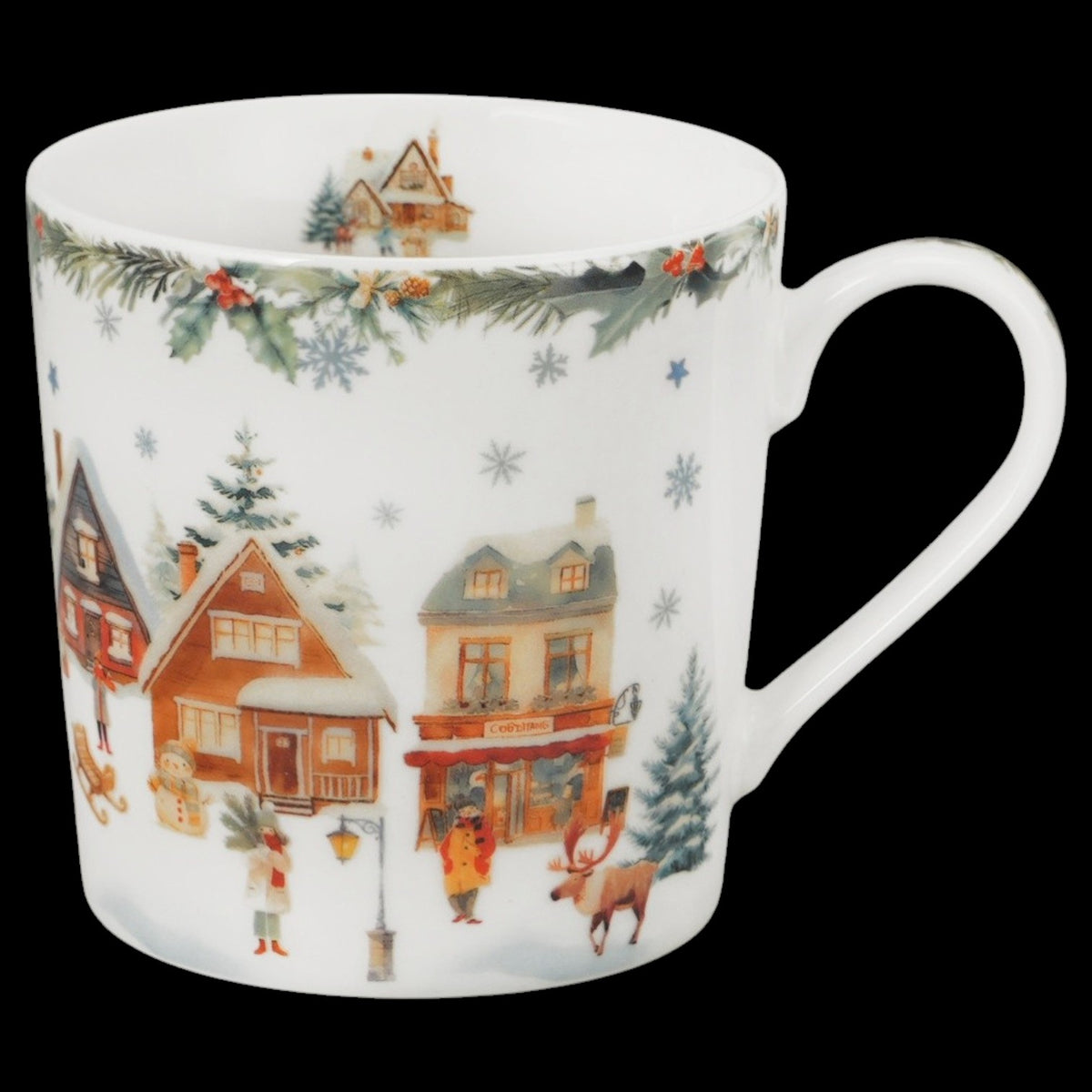 Christmas Village Porzellanbecher in Geschenkbox Weihnachtsdorf Tasse 360 ml
