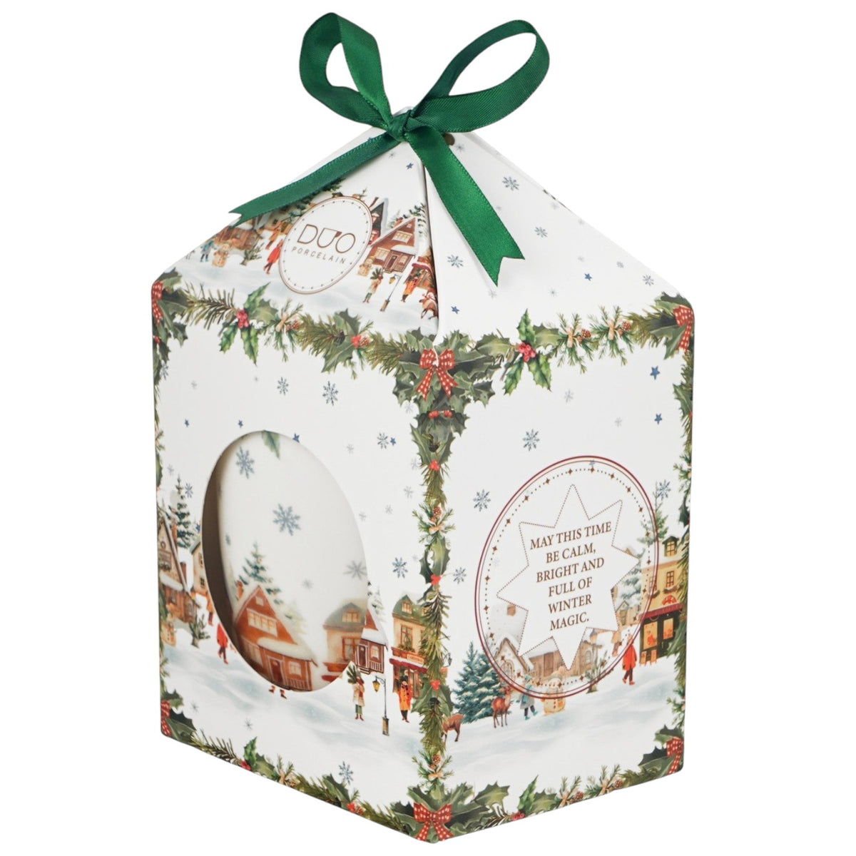 Christmas Village Teebecher mit Deckel und Teesieb Weihnachtsdorf vintage Tasse