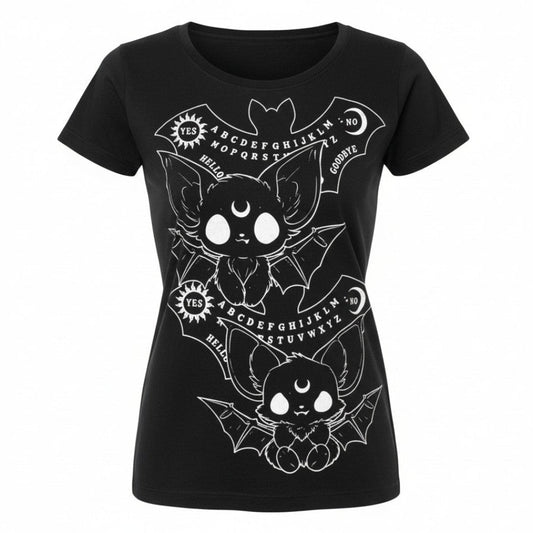 Ouija Bats T-Shirt Fledermaus Top  – Heartless - schwarz-weiß