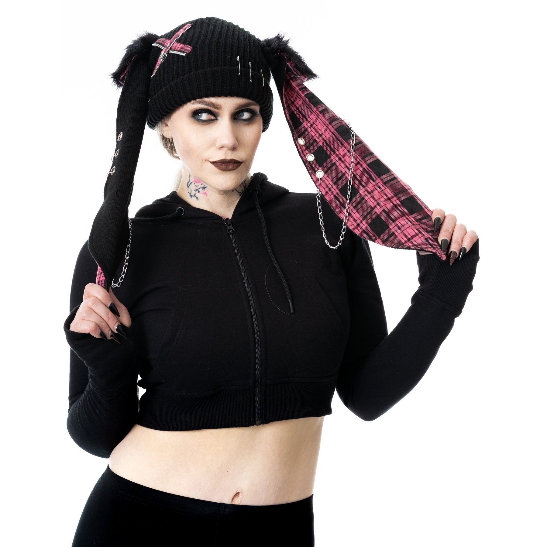 Rini Hat - Detailansicht Kette pink kariert