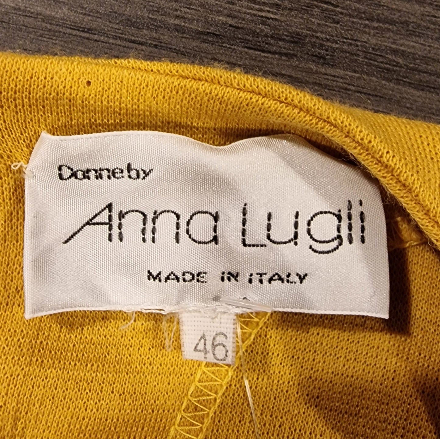Anna Lugli Italian Designer Vintage Pullover Gelb-Schwarz mit Stickerei M/L