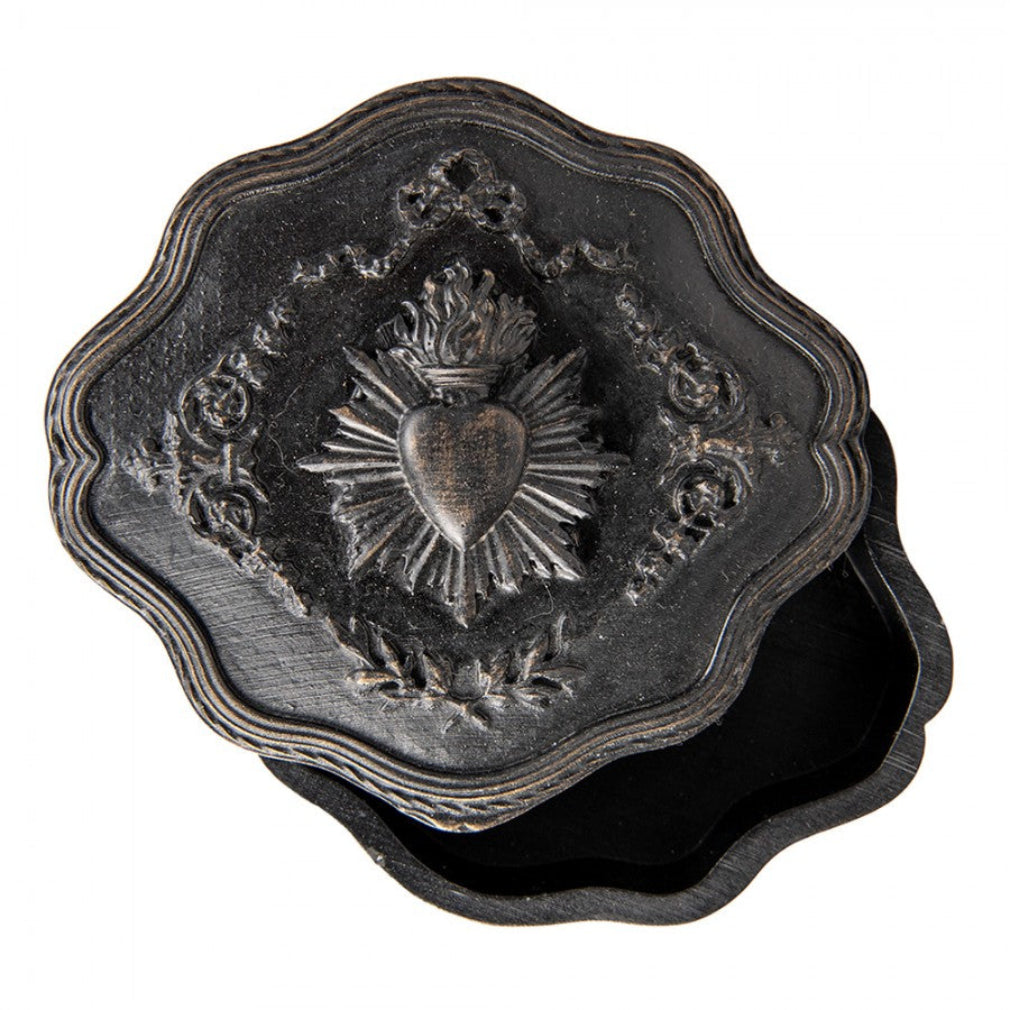 Gothic nostalgisches Schmuckkästchen in schwarz-gold "Voto Herz"